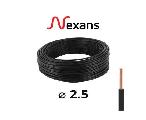 Cable U500V 2.5 Rigide noir Nexans 100...
