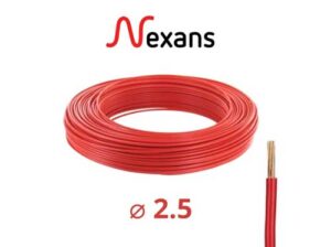 Cable U500V 2.5 Rigide Nexans rouge 100 Mètres-Rouleau à vendre à Douala