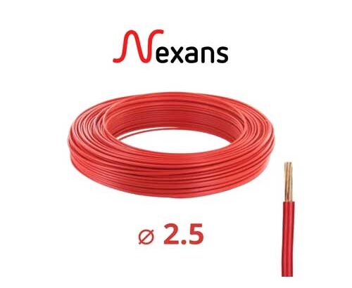 Cable U500V 2.5 Rigide Nexans rouge 10...