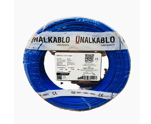 Unalkablo Fil électrique rigide H07V-U 1×1.5 Bleu – Rouleau de 100m à vendre Douala